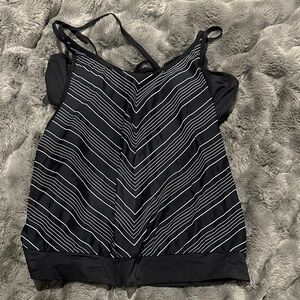 Athleta Black and White Chevron Swim Top